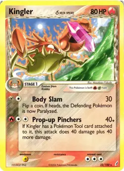 Pokemon TCG Kingler 22/100 Crystal Guardians regular MP - Image 1