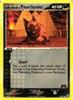 Pokemon TCG Team Magma's Poochyena 65/95 Team Magma vs Team Aqua Common LP - Image 1