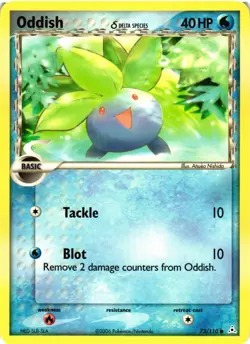 Pokemon TCG Oddish 73/110 Common Holon Phantoms VLP - Image 1