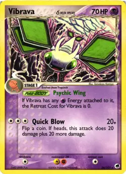 Pokemon TCG Vibrava Delta Species 24/101 Dragon Frontiers Regular MP - Image 1