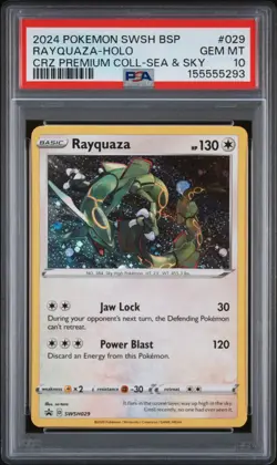 RAYQUAZA PSA 10 2024 POKEMON SWSH #SWSH029 CRZ PREMIUM COLL SEA & SKY! LOW POP! - Image 1