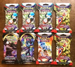 POKEMON SLEEVED BOOSTER PACK (Lot of 8) S&V Base (6) and REBEL CLASH (2) - Image 1