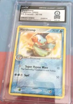Pokemon Marshtomp EX Emerald 36/106 CGC World Record 2005 Aqua Stage 1 English - Image 1