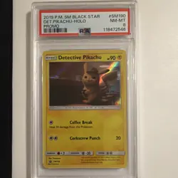 Pokemon Detective Pikachu Promo Holo SM Black Star PSA 8 SM190 2019 - Image 1