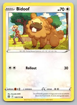 Pokemon TCG SWSH09: Brilliant Stars Bidoof 120/172 - Image 1