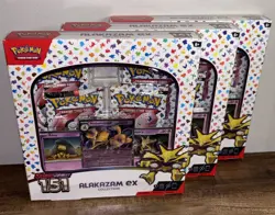 Pokemon Scarlet & Violet 151 Alakazam EX Collection (3 Boxes FACTORY SEALED) - Image 1