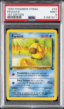 1999 POKEMON FOSSIL 1ST EDITION #53 PSYDUCK PSA 9 - Image 1