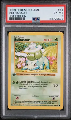 1999 Pokemon Base Set 1st Edition Bulbasaur #44 PSA 6 EX-MT – WOTC Vintage - Image 1