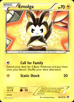 Emolga 49/113 Uncommon - Pokemon Legendary Treasures 2013 MP - Image 1