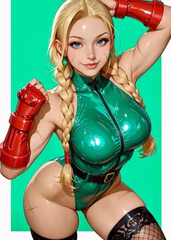 Cammy Street Fighter Rainbow Holo Full Art Custom Waifu Pokemon Card - Image 1