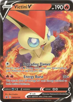 Victini V SWSH104 Promo SWSH Black Star Pokemon LP - Image 1