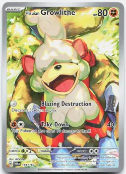 Hisuian Growlithe 181/167 Illustration Rare Twilight Masquerade Pokemon NM - Image 1