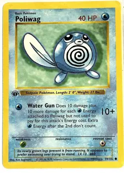 Pokemon TCG 1st Edition Poliwag #59 1999 Base Set Near Mint - Image 1