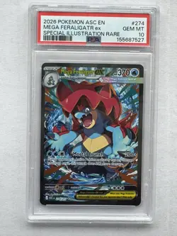 2026 POKEMON ASCENDED HEROES 274 MEGA FERALIGATR EX SIR PSA 10 - Image 1