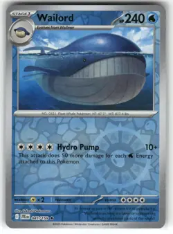 Wailord 041/159 Reverse Holo Journey Together Pokemon TCG - Image 1