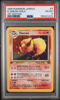 Flareon 1st Edition Holo Pokemon Jungle 3/64 PSA 4 - Image 1