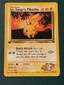 2000 Pokemon Gym Challenge 1st Edition Lt. Surge's Pikachu #84/132 - Image 1