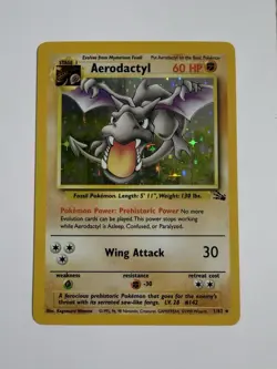 Pokemon Aerodactyl Fossil 1/62 Holo Rare Unlimited English 60 HP 1999 - Image 1
