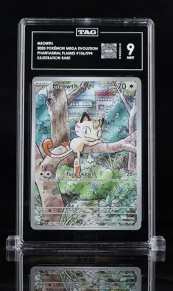 2025 POKEMON PFL EN-PHANTASMAL FLAMES ILLUSTRATION RARE #106 MEOWTH TAG 9 - Image 1