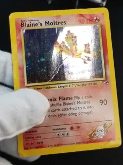 [DMG] Swirl English Blaines Moltres 1/132 Gym Heroes Holo Rare Unlimited Pokemon - Image 2