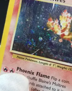 [DMG] Swirl English Blaines Moltres 1/132 Gym Heroes Holo Rare Unlimited Pokemon - Image 4