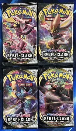 Pokemon 2020 Sword & Shield Rebel Clash Booster Pack Lot X4 Artset SwSh Nm M - Image 1