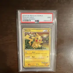 Pokemon Pikachu PW4 Pikachu World Collection Promo Holo Spanish PSA 9 50 HP - Image 1