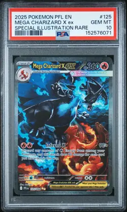 2025 POKEMON PFL EN-PHANTASMAL FLAMES #125 MEGA CHARIZARD X EX PSA 10 - Image 1