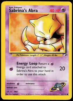 Sabrina's Abra 91/132 Common Gym Heroes Pokemon Card - Image 1