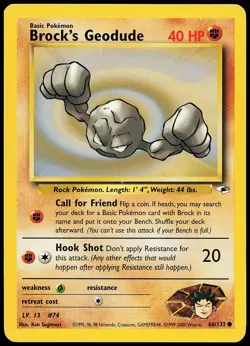 Brock's Geodude 66/132 Common Gym Heroes Pokemon Card - Image 1