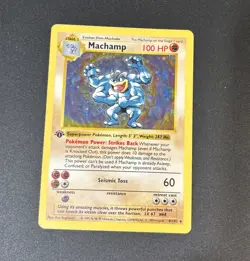 Pokemon Machamp Holo Base Set 8/102 1st Edition Shadowless TCG Card LP - Image 1