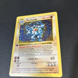 Pokemon Machamp Holo Base Set 8/102 1st Edition Shadowless TCG Card LP - Image 3