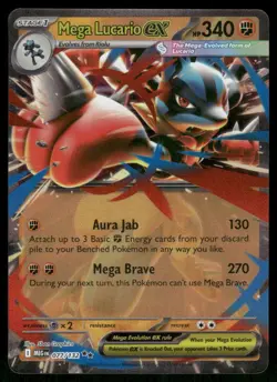2025 Mega Lucario ex - 077/132 Double Rare Holo NM ME01: Mega Evolution Pokemon - Image 1