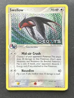 Swellow 49/107 Stamped Reverse Holo EX Deoxys Pokemon Card 2005 HP - Image 1