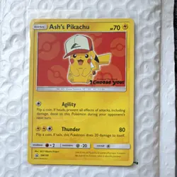 Pokemon TCG Ash's Pikachu SM109 Promo Holo 70 HP ENG 2017 Basic Pokemon Co. - Image 1