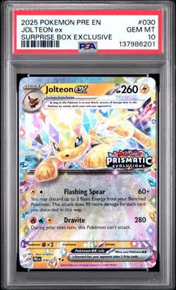 2025 POKEMON PRE EN-PRISMATIC EVOLUTIONS #030 JOLTEON EX PSA 10 - Image 1