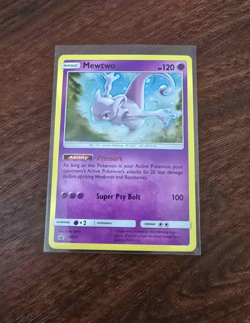 2017 Pokemon Mewtwo SM77 Shining Legends Pin Promo RARE Cosmos Holo w/ SWIRL - Image 1