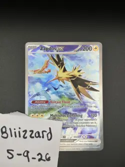 Pokemon TCG Zapdos ex 202/165 SV 151 SIR Holo Full Art 200 HP EX - Image 3