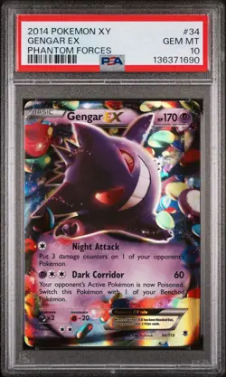2014 Pokemon XY Phantom Forces Gengar EX #34 PSA 10 GEM MINT NEW CERT - Image 1