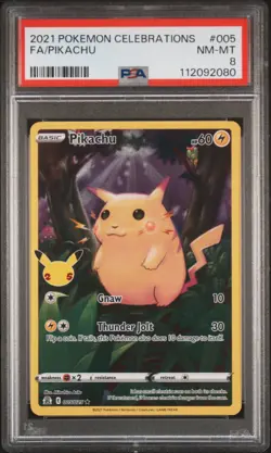 2021 POKEMON CELEBRATIONS #005 FULL ART/PIKACHU PSA 8 - Image 1