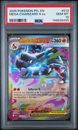 2025 POKEMON PFL EN-PHANTASMAL FLAMES #013 MEGA CHARIZARD X EX PSA 10 - Image 1