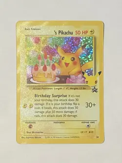 Pokemon TCG Birthday Pikachu Black Star Promo Holo Celebrations #24 Mint/NM - Image 1
