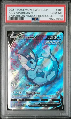 2021 POKEMON SWSH BLACK STAR PROMO #181 FULL ART/VAPOREON V PSA 10 - Image 1