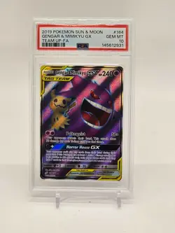 Pokemon Gengar & Mimikyu GX Team Up Full Art #164 PSA 10 Gem Mint - Image 1