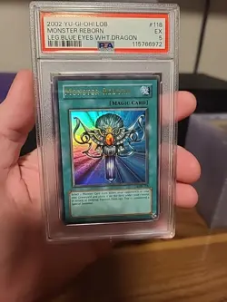 2002 Yu-Gi-Oh Monster Reborn PSA Graded 5 LOB-118 Unlimited - Image 1