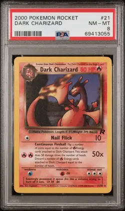 2000 POKEMON ROCKET #21 DARK CHARIZARD PSA 8 - Image 1