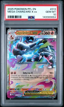 2025 POKEMON PFL EN-PHANTASMAL FLAMES #013 MEGA CHARIZARD X EX PSA 10 - Image 1