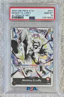 One Piece ST21-001 Monkey D Luffy Gear 5 Starter Deck 21 Alt Art Parallel PSA 10 - Image 1