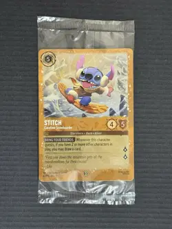 Disney Lorcana Stitch Carefree Snowboarder Promo Glimmer Foil - Image 1