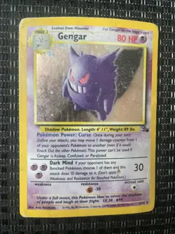 Pokemon TCG Gengar Fossil Holo Card 5/62 Unlimited Rare Damaged Poor - Image 1